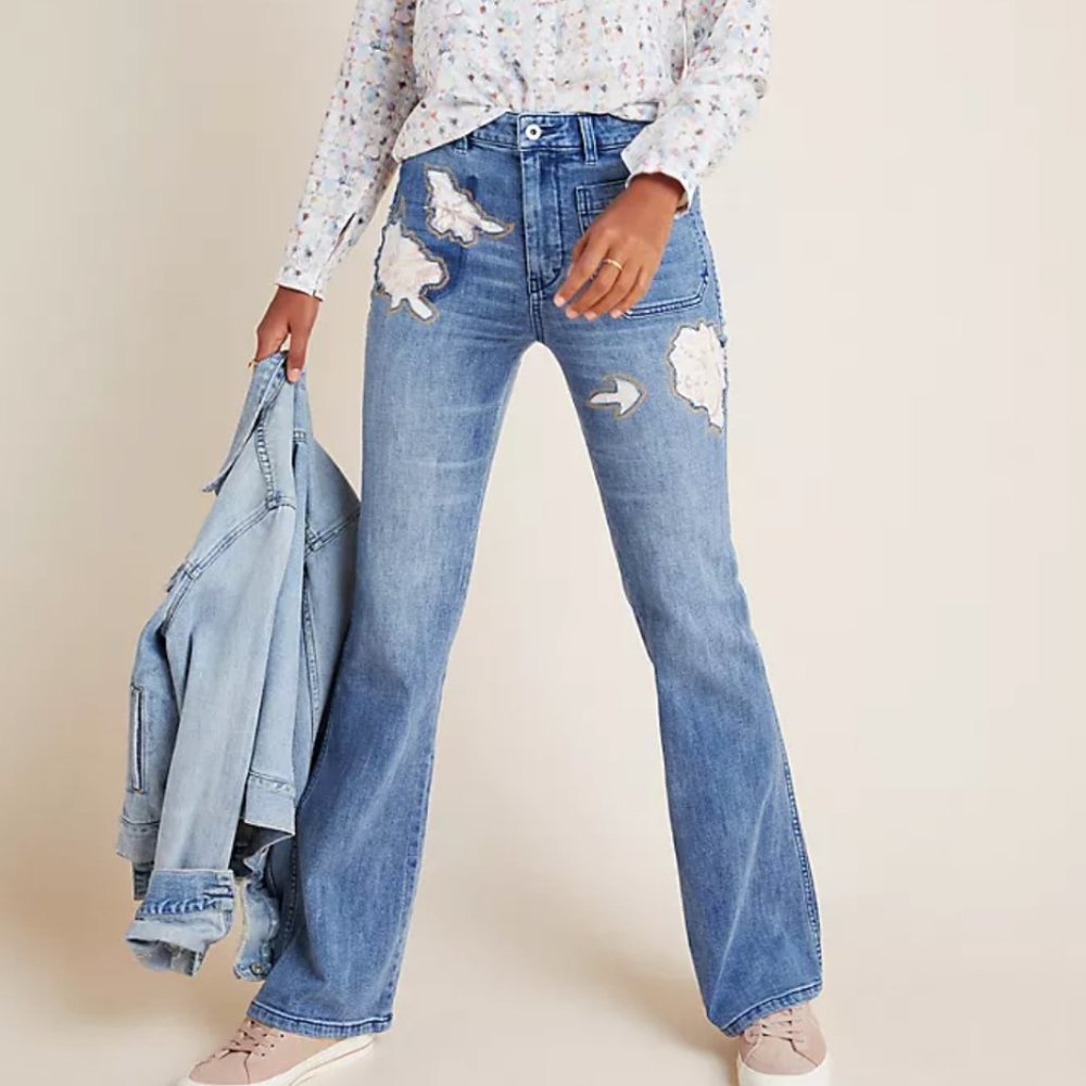 Pilcro and the Letterpress Light Blue Distressed Bootcut Jeans